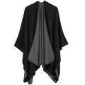 Damen Warmer Schal Wrap Cape Winter Cardigan Pullover vorne offen Poncho